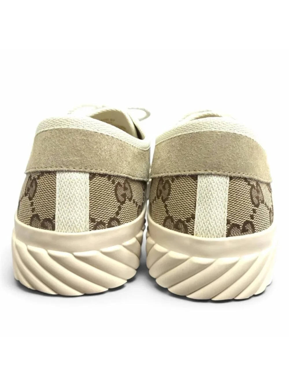 Gucci GG Canvas Suede Lace-up Low Top Sneakers Beige